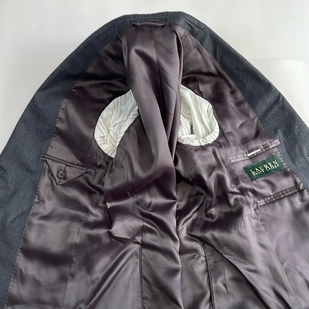 Lauren Ralph Lauren Boy’s Gray Blazer Size 8 Regular Single Breasted Two Vent - Picture 6 of 12